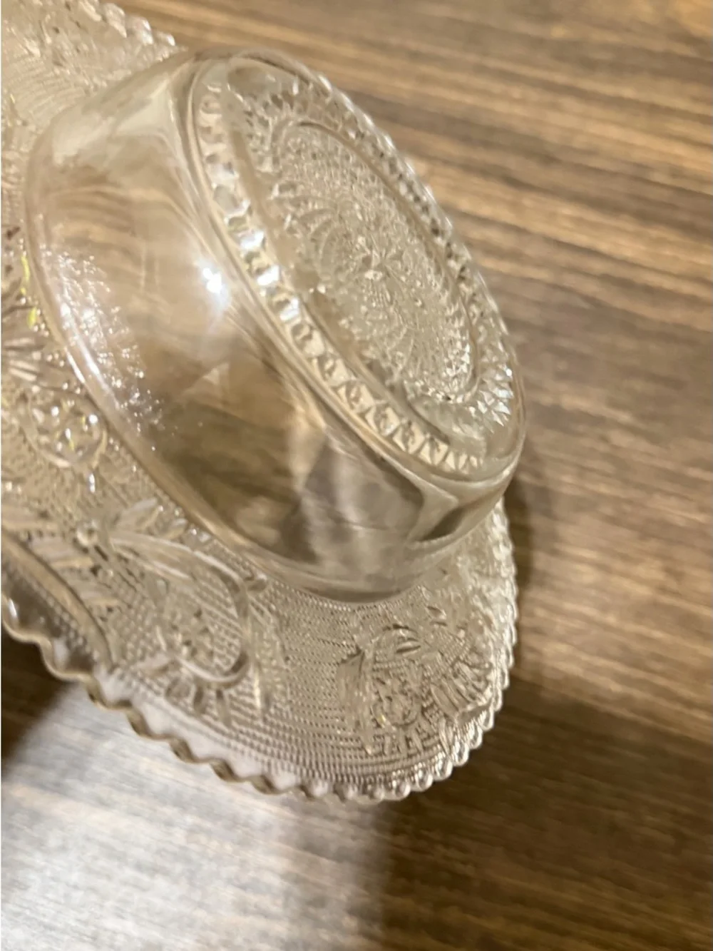 Clear Pressed Glass Decorative Serving Bowl - Clear - Picture 6 of 8